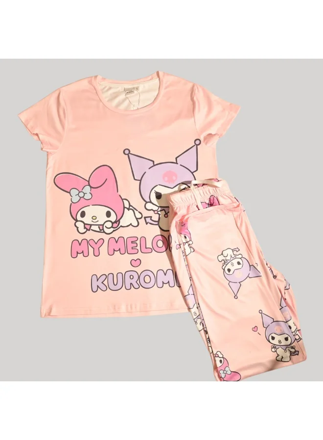 Hello Kitty MY MELODY WOMENS SHORT SLEEVE PAJAMA SETS , SILKY POLYESTER