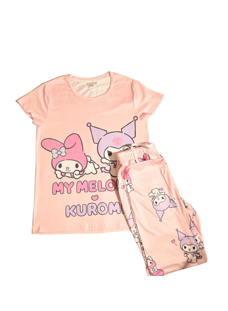 Hello Kitty MY MELODY WOMENS SHORT SLEEVE PAJAMA SETS , SILKY POLYESTER