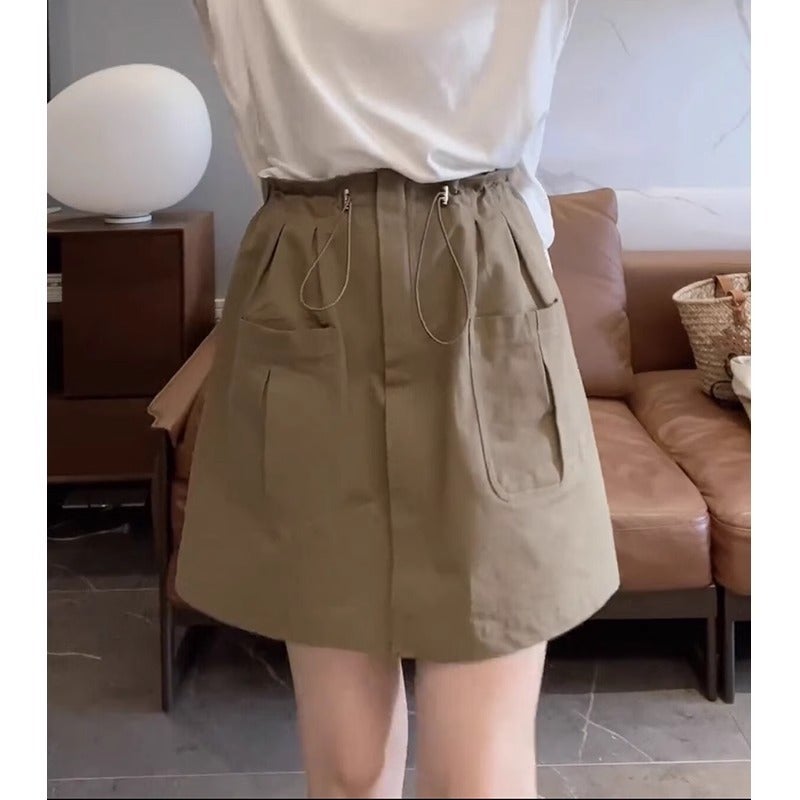 تنورة رياضية نسائية كحلي صيف جديد عالية الخصر واسعة الساق نحيفة كاجوال جيب قصيرة - Image 4