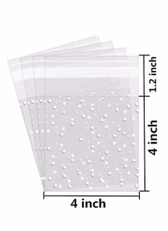 Y&D 4”x4”Self Adhesive Candy Bag 200 PCS Cellophane Cookie Bags Self-adhesive Sealing White Polka Dot Clear OPP Plastic Party for Bakery, Candy, Soap  - Image 3