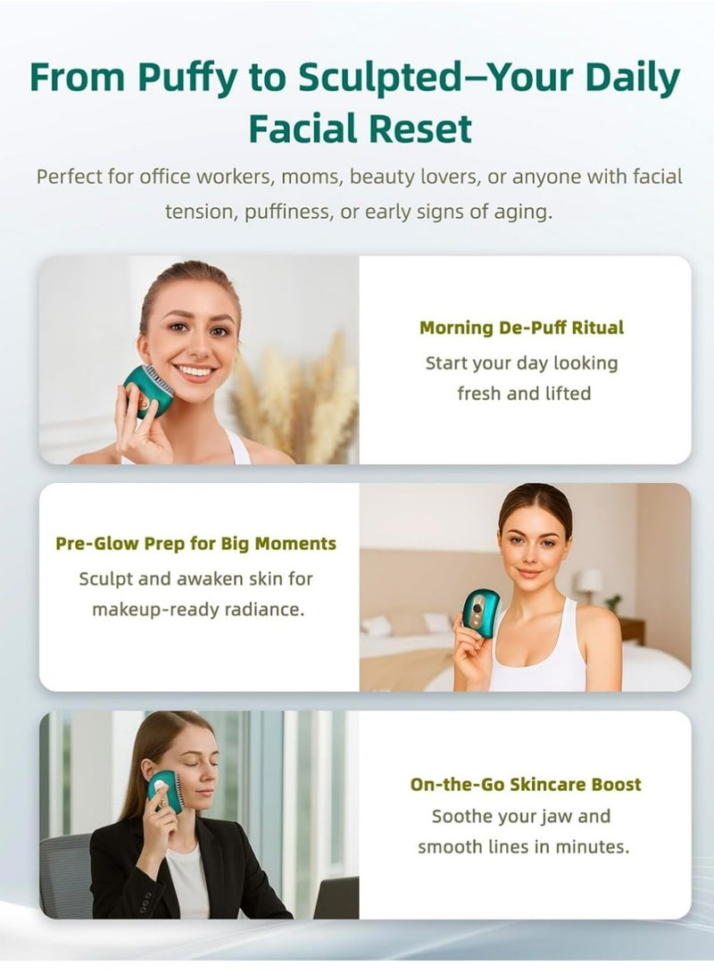 PULUZ Lymphatic Contour Face Brush – Face Massager for Lymphatic Drainage, Double Chin Reducer, and Facial Sculpting – Gentle Vibrating Lymphatic Drainage Tool for Jawline & Puffiness - Green - Image 5