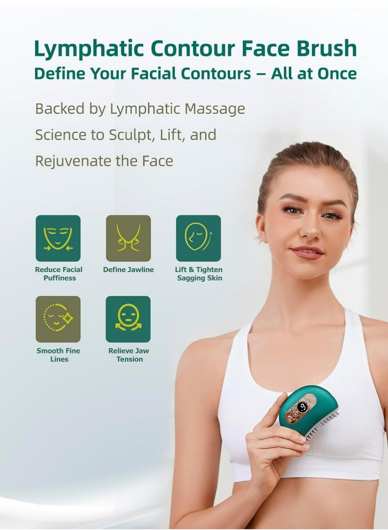 PULUZ Lymphatic Contour Face Brush – Face Massager for Lymphatic Drainage, Double Chin Reducer, and Facial Sculpting – Gentle Vibrating Lymphatic Drainage Tool for Jawline & Puffiness - Green - Image 2
