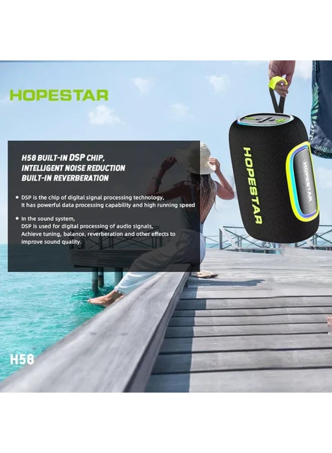 HOPESTAR H58 Heavy-Bass 65W Bluetooth Speaker with RGB Magic Ring Lights, IPX6 Waterproof Outdoor Wireless Speaker | 8000mAh Long-Play Battery | Bluetooth 5.3, TWS Stereo Pairing, DSP Enhanced Sound | Portable Loud Speaker with AUX/TF Support - Image 3