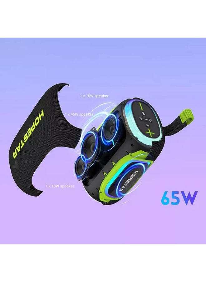 HOPESTAR H58 Heavy-Bass 65W Bluetooth Speaker with RGB Magic Ring Lights, IPX6 Waterproof Outdoor Wireless Speaker | 8000mAh Long-Play Battery | Bluetooth 5.3, TWS Stereo Pairing, DSP Enhanced Sound | Portable Loud Speaker with AUX/TF Support - Image 4