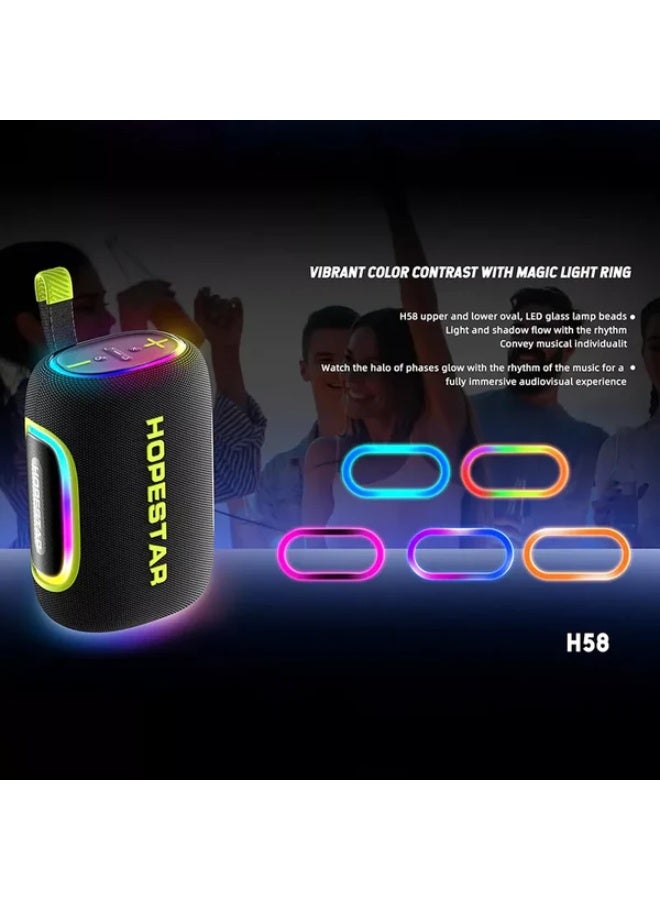HOPESTAR H58 Heavy-Bass 65W Bluetooth Speaker with RGB Magic Ring Lights, IPX6 Waterproof Outdoor Wireless Speaker | 8000mAh Long-Play Battery | Bluetooth 5.3, TWS Stereo Pairing, DSP Enhanced Sound | Portable Loud Speaker with AUX/TF Support - Image 5