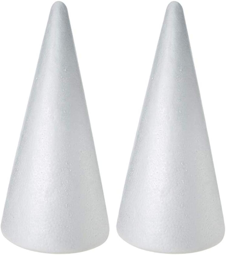 comfrt Foam Tree Cones, 2pcs White Styrofoam Polystyrene Christmas Tree Foam Cones for DIY Crafts, Xmas Party Decor, Christmas Gnomes, Table Centerpiece, 10cm/ 4 inches - Image 1