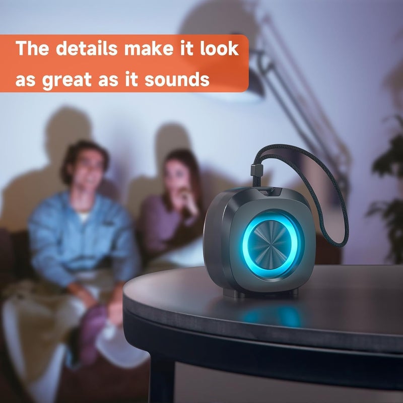 PEICHENG Speaker, Small Portable Bluetooth Wireless IPX5 Waterproof Shower Speaker,Loud Stereo Sound Deep Bass,TWS Paire, RGB Lights,Long Playtime for Outdoor Party, Great Gift,1PC(Black) - Image 2