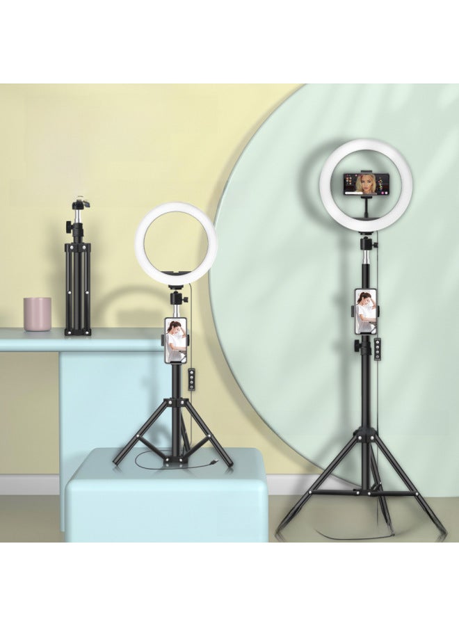general Portable 10-Inch Beauty Ring Light With Stand For Mobile Phone Photography Live Broadcast Adjustable Brightness And Color-Light Source Color:Arc 13 Inch Fill Light 50cm Metal Tripod Suit - Image 2