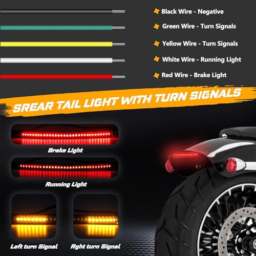 QUASCO Front Rear Motorcycle Led Turn Signals, Universal White Amber Fork Light Strip, Red Brake Tail Lights Compatible with Harley Cafe Racer Dual Sport Dirt Bike, Pack of 3 - Image 4