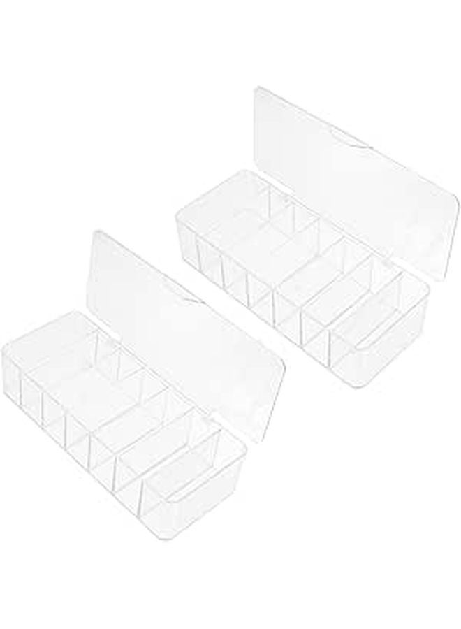 2 Compartment Desktop Cord Organizer Box With Lid For Wire Storage Tidy Space - Image 1