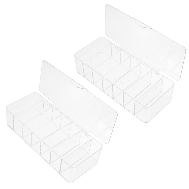 2 Compartment Desktop Cord Organizer Box With Lid For Wire Storage Tidy Space - Image 2