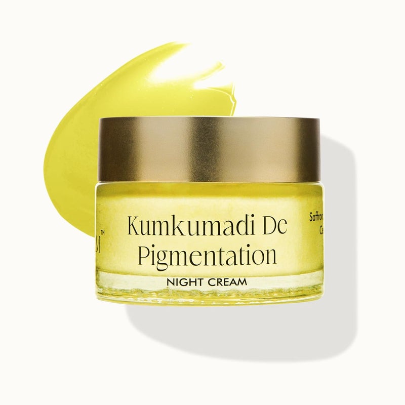 VEDICDERM Kumkumadi DePigmentation Night Cream 50g  Goodness of Saffron  Ceramides  Reduces Pigmentation Dark Spots  Melasma  Evens Skin Tone  Enhances Radiance  Sulfate  Paraben Free - Image 1