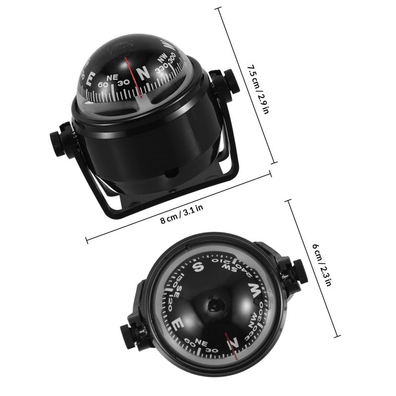 Car Magnetic Dashboard Compass Ball For Automotive Boat Navigation Declination Corrected Guide Ball With Suction Cup For Truck Marine Use - Image 3