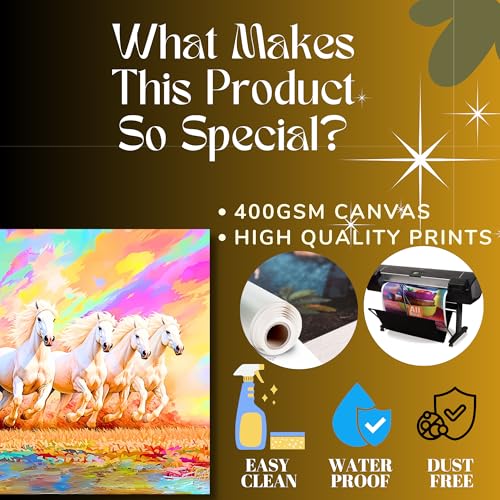 Nozvera 7 Horse Colorful Painting – Canvas Paintings for Wall Decoration | Stretched Canvas on Pine Wood Frame | 7 Horses Painting with Frame for Vastu | Wall Decor for Living Room & Bedroom - Image 4