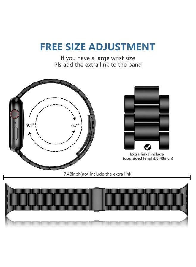Lerobo Compatible with Apple Watch Band 42mm 44mm 45mm 49mm 41mm 40mm 38mm, Stainless Steel Metal Band for Apple with 2 Pack Screen Protective Case for Series 9 8 7 6 5 4 3-1 SE for iWatch Men Black - Image 4