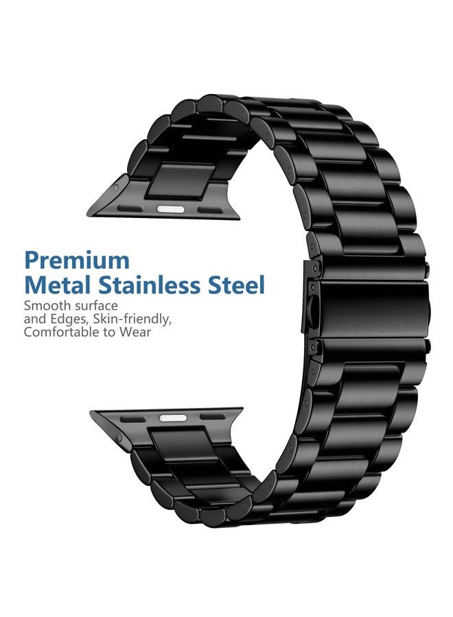 Lerobo Compatible with Apple Watch Band 42mm 44mm 45mm 49mm 41mm 40mm 38mm, Stainless Steel Metal Band for Apple with 2 Pack Screen Protective Case for Series 9 8 7 6 5 4 3-1 SE for iWatch Men Black - Image 2