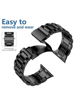 Lerobo Compatible with Apple Watch Band 42mm 44mm 45mm 49mm 41mm 40mm 38mm, Stainless Steel Metal Band for Apple with 2 Pack Screen Protective Case for Series 9 8 7 6 5 4 3-1 SE for iWatch Men Black  - Image 3