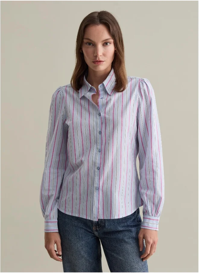 او في اس Striped cotton shirt