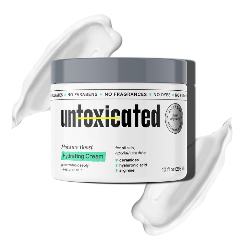 Untoxicated Moisturizing Cream Facial Moisturizer Body Cream for Sensitive Skin and NEA Approved for Eczema Relief Ceramides Hyaluronic Acid with No Common Irritants