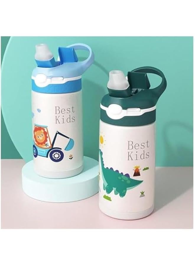 MIXDE 400ML Children Thermos Water Bottle Kids Thermos Mug Baby Duck Billed Straw 316 Stainless Steel Vacuum Flasks Tumbler Thermo Cup, With bag (Green)  - Image 3