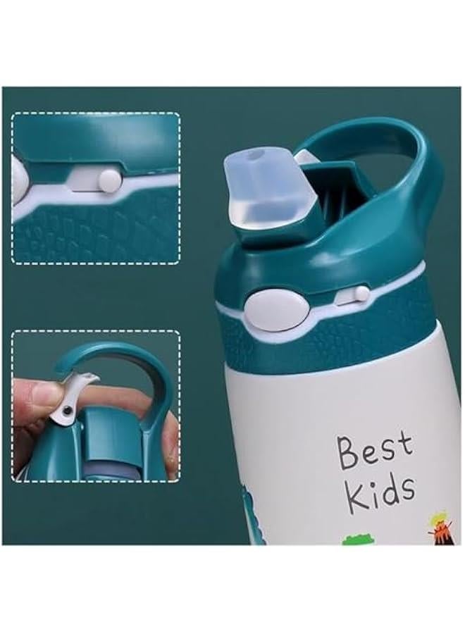 MIXDE 400ML Children Thermos Water Bottle Kids Thermos Mug Baby Duck Billed Straw 316 Stainless Steel Vacuum Flasks Tumbler Thermo Cup, With bag (Green)  - Image 4