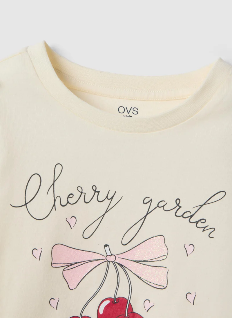 Ovs  OVS Beige Pure Cotton Regular Fit T-Shirt With Print For Girls for Women | Best Price UAE