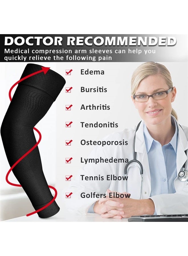 Ailaka Medical Compression Arm Sleeves for Men Women - 20-30 mmHg Lymphedema Compression Sleeves Support for Arms Pain, Swelling, Edema, Post Surgery Recovery, Tendonitis - Image 2