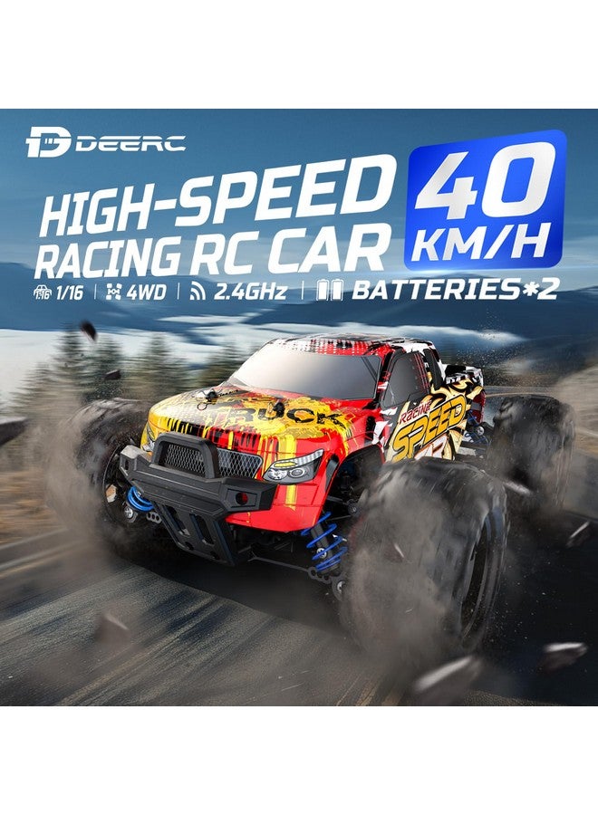 DEERC RC Cars High Speed Remote Control Car for Adults Kids 30+MPH, 1:16 Scales 4WD Off Road RC Monster Truck,Fast 2.4GHz All Terrains Toy Trucks Gifts for Boys,2 Batteries for 40Min Play - Image 2