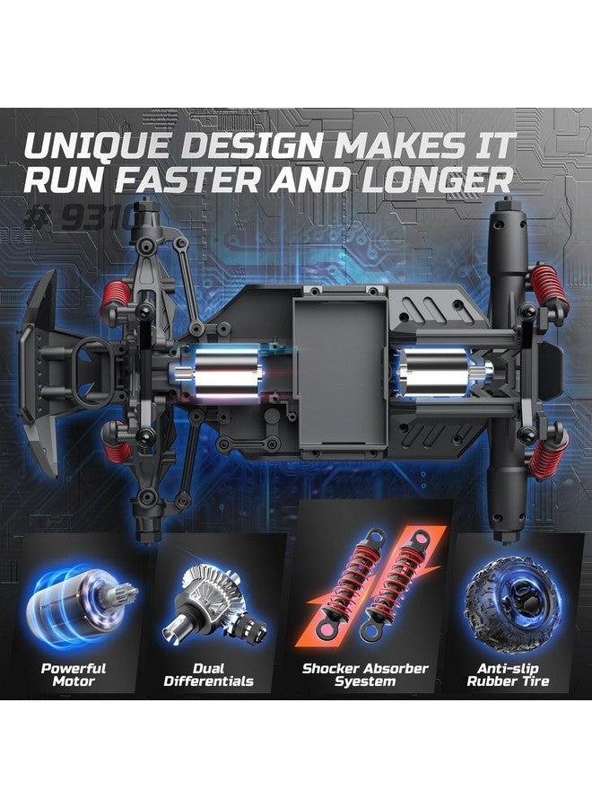 DEERC RC Cars High Speed Remote Control Car for Adults Kids 30+MPH, 1:16 Scales 4WD Off Road RC Monster Truck,Fast 2.4GHz All Terrains Toy Trucks Gifts for Boys,2 Batteries for 40Min Play - Image 5