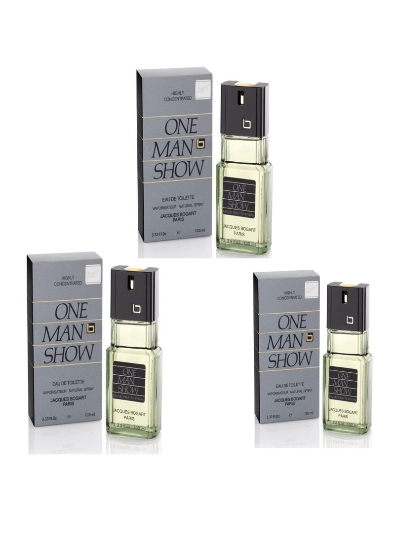 جاك بوغارت عبوة من 3 عطور One Man Show Silver Fragrance Combo (100 مل لكل منها، إجمالي 300 مل) | رائحة تدوم طويلاً - Image 1