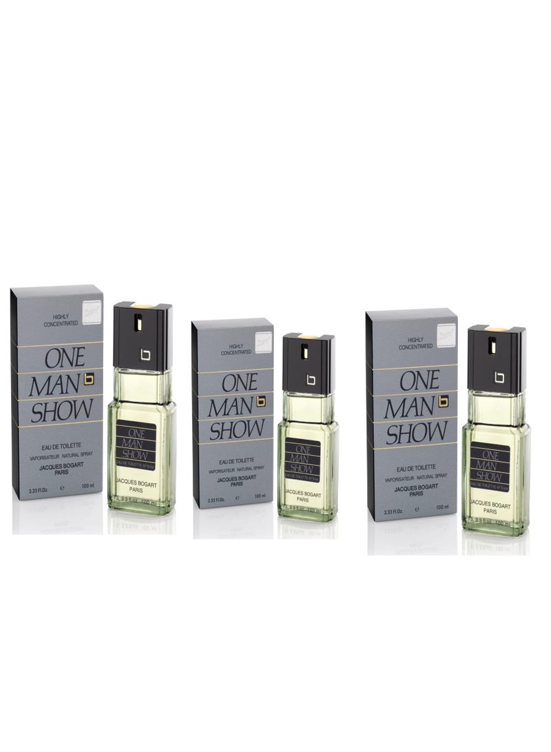 جاك بوغارت عبوة من 3 عطور One Man Show Silver Fragrance Combo (100 مل لكل منها، إجمالي 300 مل) | رائحة تدوم طويلاً - Image 2