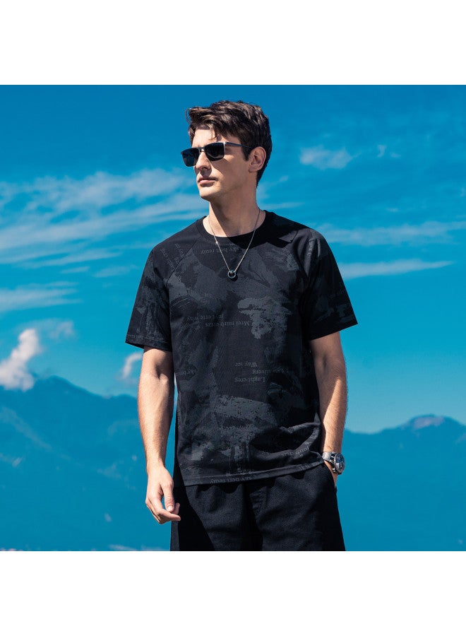 Full-print Seamless Lettering】short Sleeve T-shirt For Men Youth 2025 Raglan Sleeve Tee Men's T-shirt - Image 2
