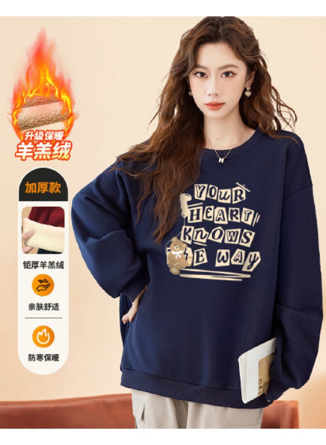 Baleno Fleece-Lined Round Neck Sweatshirt For Women, Autumn Warmth, High-End Feel, Can Be Worn As Innerwear Or Outerwear T-Shirt For Women - Image 1