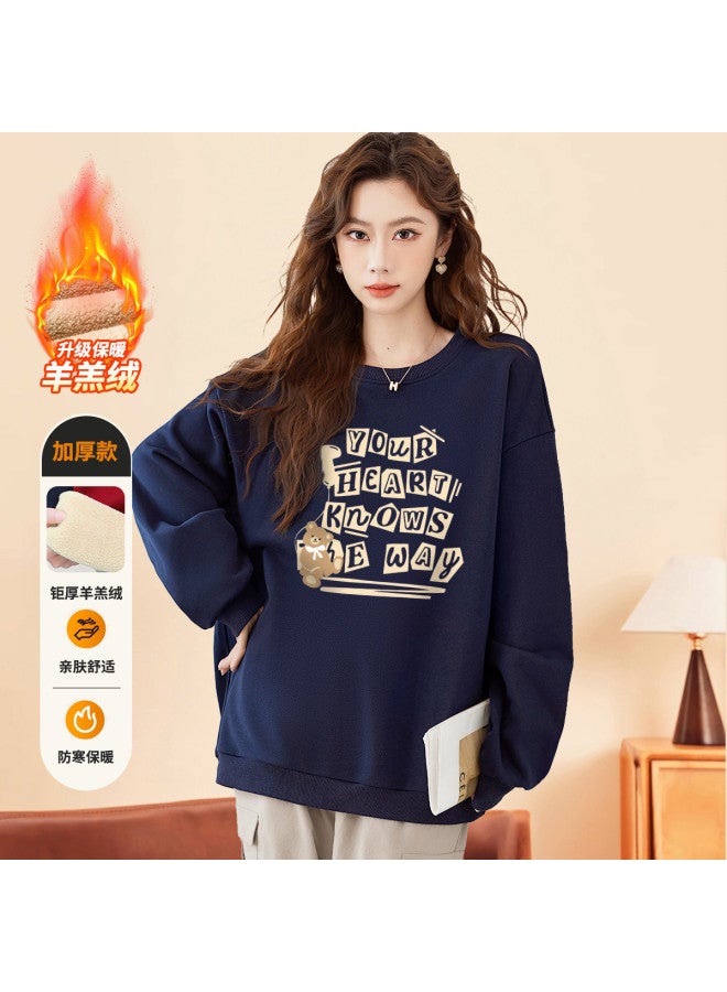 Baleno Fleece-Lined Round Neck Sweatshirt For Women, Autumn Warmth, High-End Feel, Can Be Worn As Innerwear Or Outerwear T-Shirt For Women - Image 2