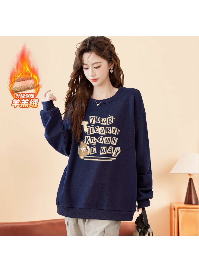 Baleno Fleece-Lined Round Neck Sweatshirt For Women, Autumn Warmth, High-End Feel, Can Be Worn As Innerwear Or Outerwear T-Shirt For Women - Image 3