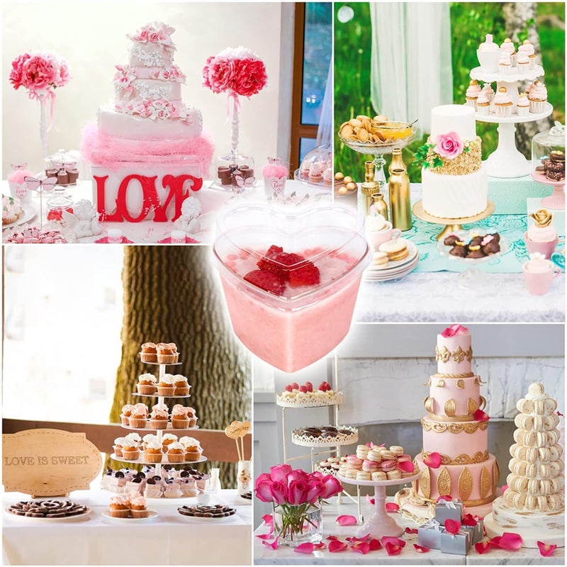 Yuxitia 50 Pcs HeartShaped Plastic Dessert Cups with Lids and Spoons 5 oz Clear Parfait Cups for Valentines Day Birthday Wedding Anniversary Parties - Image 2