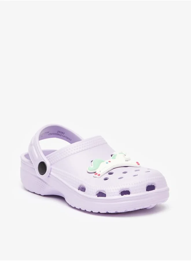 Aqua Girls Unicorn Applique Clogs with Back Strap
