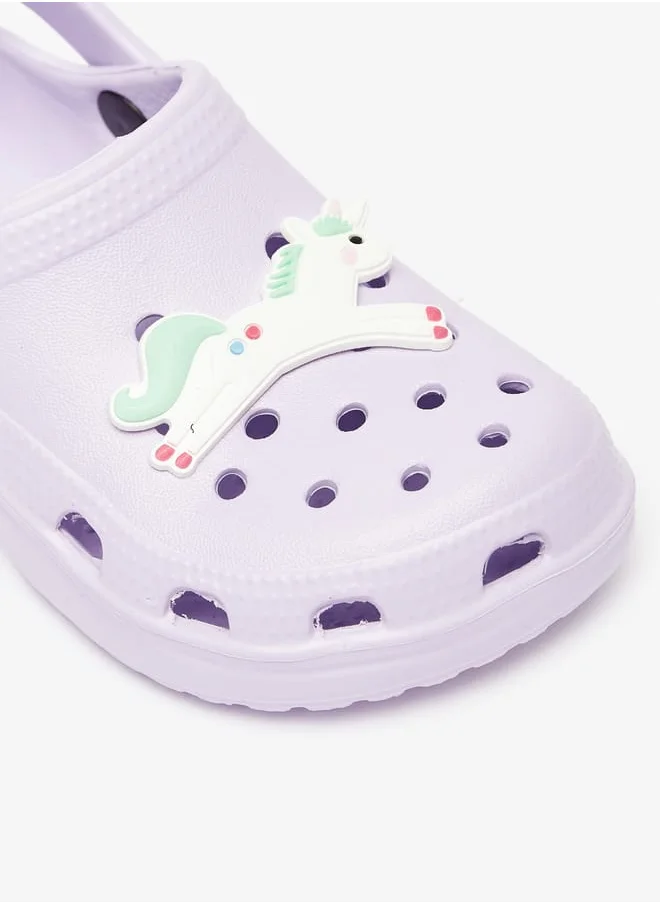 Aqua Girls Unicorn Applique Clogs with Back Strap