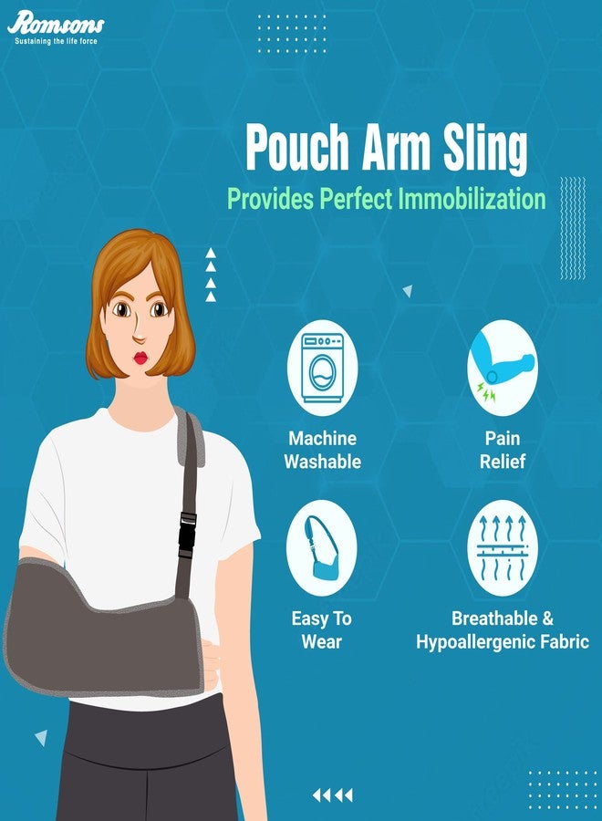 رومسونز حمالة ذراع رومسونز داعمة لليد في حالات كسور الذراع واليد، جبيرة، خالية من البوليستر، للرجال والنساء - مقاس كبير - Image 5