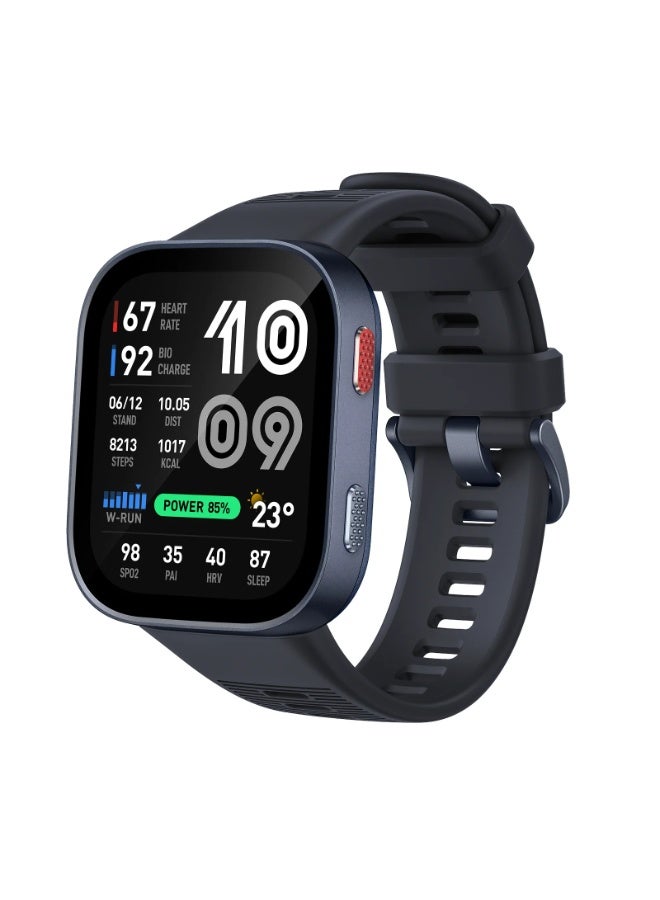 أمازفيت ساعة ذكية Amazfit Bip Max 50mm، شاشة AMOLED بحجم 2.07 بوصة، 20 يوم من البطارية، GPS، 4GB تخزين، خرائط غير متصلة، متتبع لياقة بدنية، تدريب هجين، أكثر من 150 رياضة، وضع HYROX، 5 ATM لأجهزة Android و iPhone، أزرق - Image 1