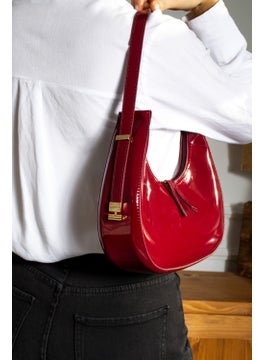 Tekno Trust Plain Guti Model Patent Leather Large Pinterest Women's Baguette Bag No Length Adjustable Claret Red All Age Groups  - Image 3