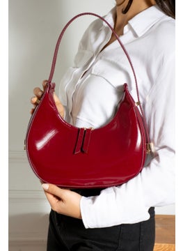 Tekno Trust Plain Guti Model Patent Leather Large Pinterest Women's Baguette Bag No Length Adjustable Claret Red All Age Groups  - Image 1