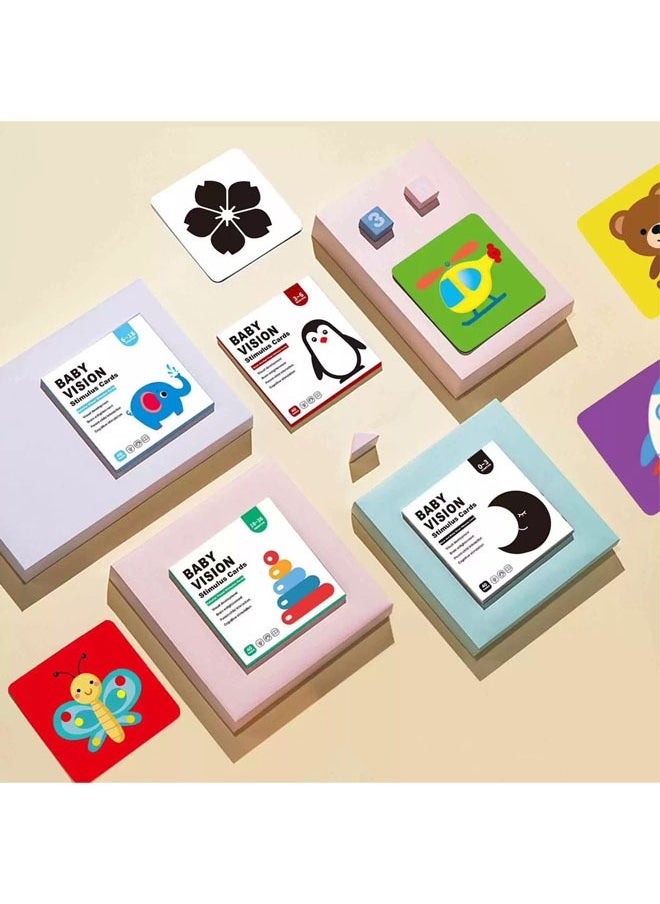 80pcs Visual Stimulation Flashcards, Black And White Colorful Baby Visual Stimulus Cards,Early Childhood Toys Learning Flashcards,Sensory Developmental Black White Card Set For Newborn Baby (4 Books  - Image 2