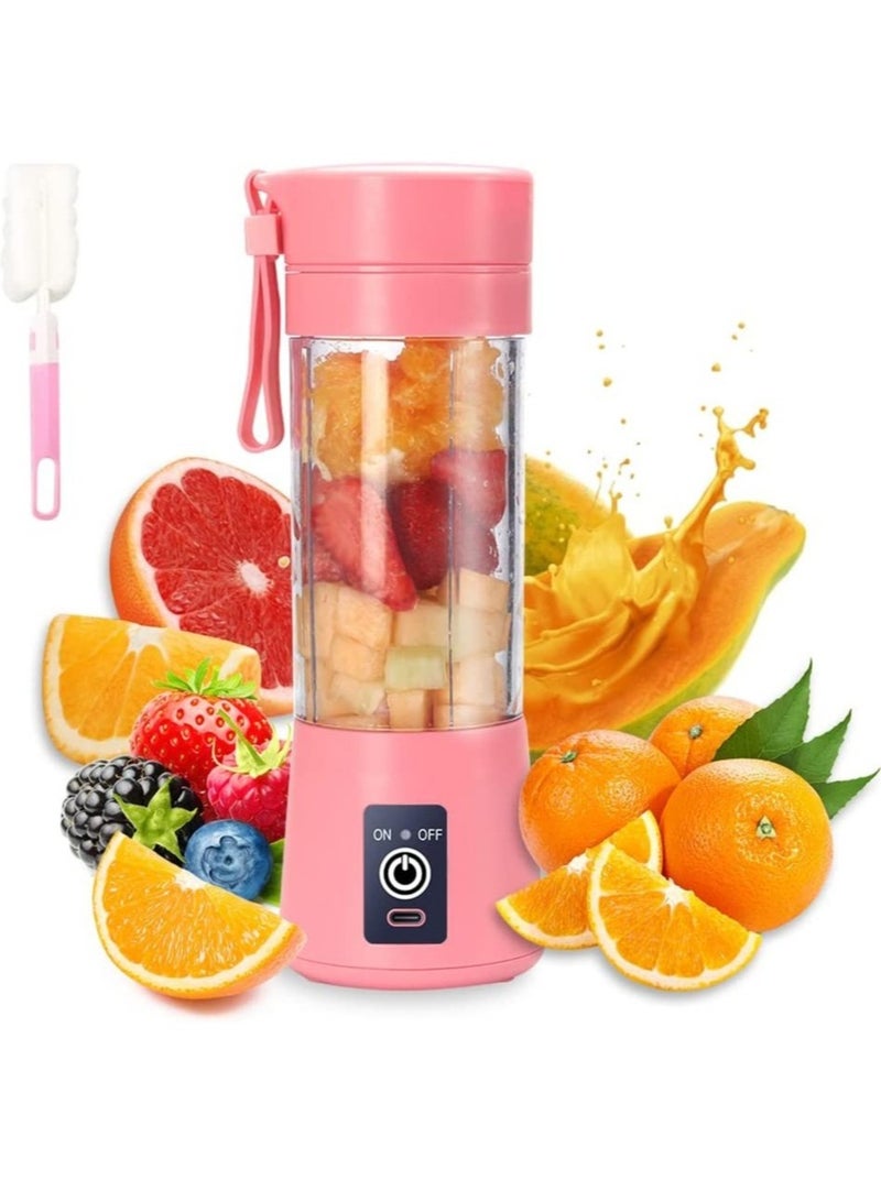 Portable Blender Cup,Electric USB Juicer Blender,Mini Blender Portable Blender For Shakes and Smoothies, Juice,380ml, Six Blades Great for Mixing - Image 1