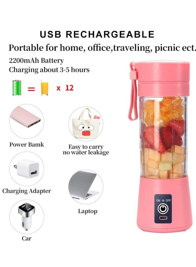 Portable Blender Cup,Electric USB Juicer Blender,Mini Blender Portable Blender For Shakes and Smoothies, Juice,380ml, Six Blades Great for Mixing - Image 4
