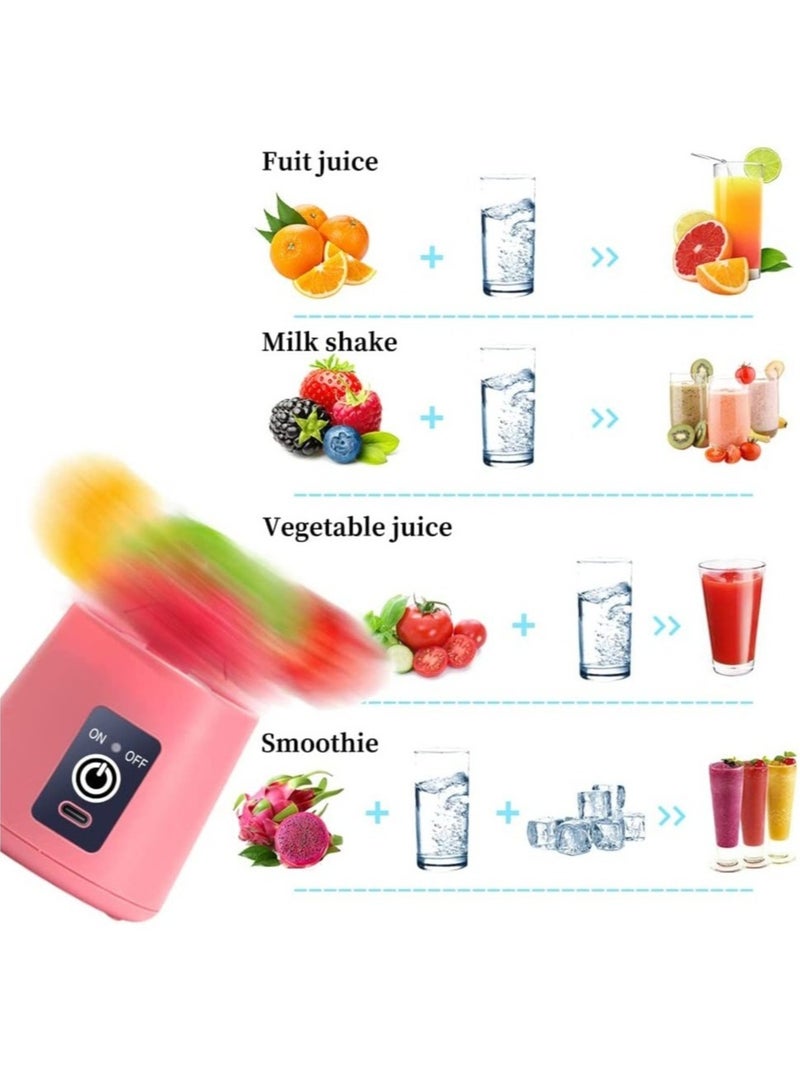 Portable Blender Cup,Electric USB Juicer Blender,Mini Blender Portable Blender For Shakes and Smoothies, Juice,380ml, Six Blades Great for Mixing - Image 5