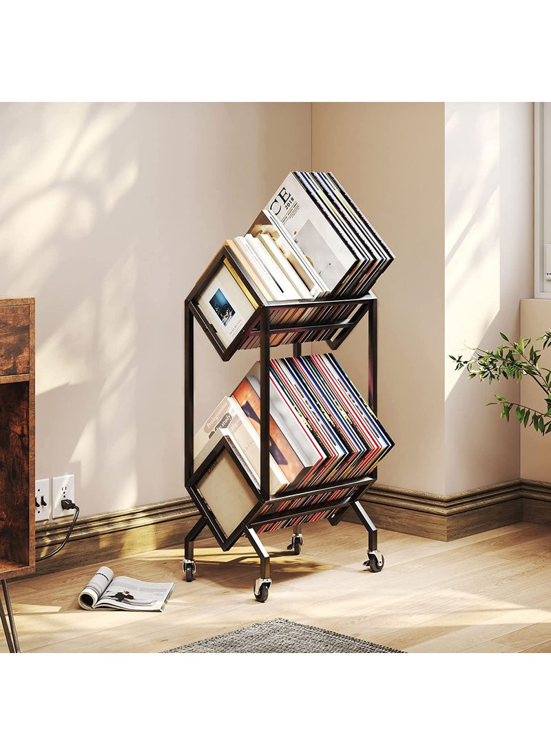 Generic Metal Indian Decor 25023 2Tier Movable Vinyl Record Wall Mount Storage Rack Vinyl Record Shelf Lp Storage Corner Shelf Record Holder For Albums Large Capacity Vinyl Record Display Stand  - Image 4
