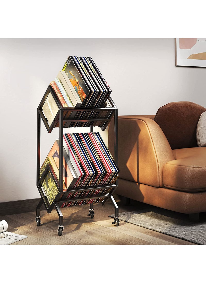 Generic Metal Indian Decor 25023 2Tier Movable Vinyl Record Wall Mount Storage Rack Vinyl Record Shelf Lp Storage Corner Shelf Record Holder For Albums Large Capacity Vinyl Record Display Stand  - Image 1