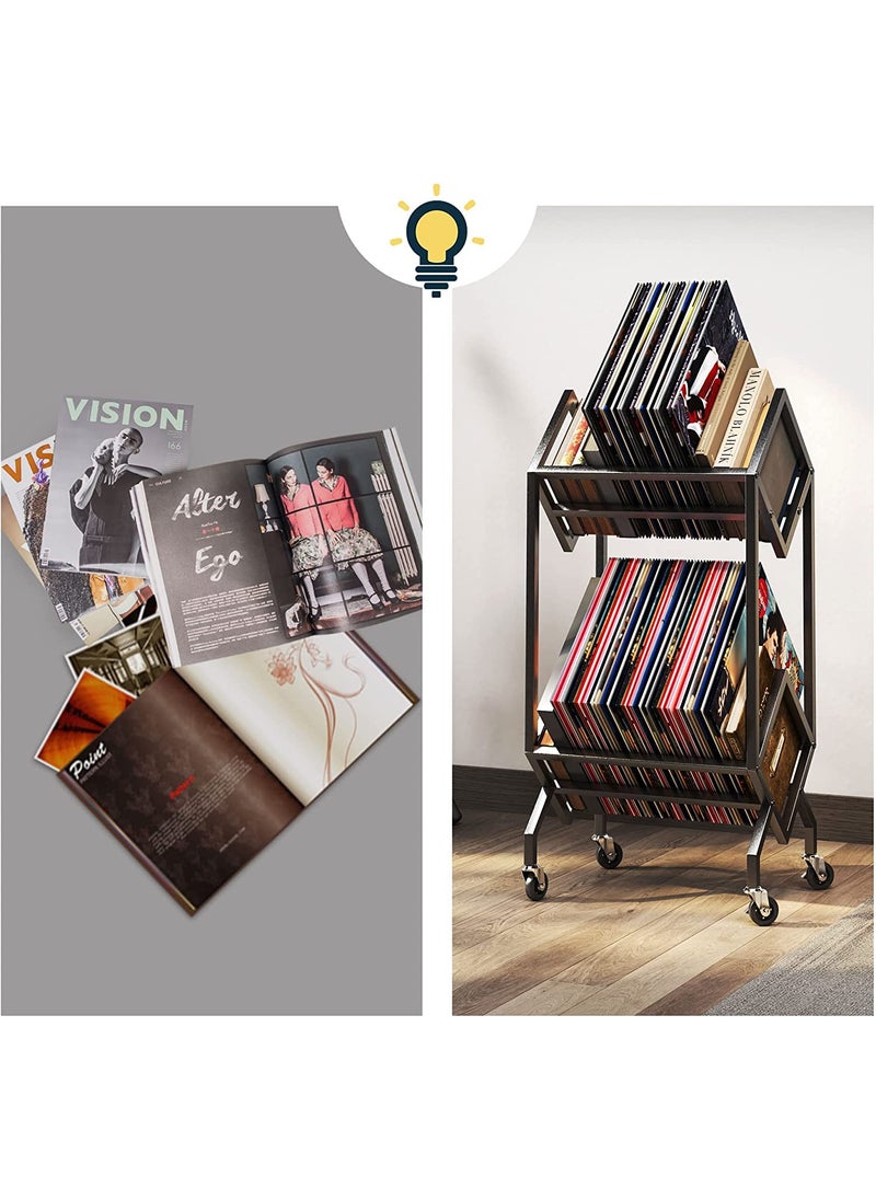 Generic Metal Indian Decor 25023 2Tier Movable Vinyl Record Wall Mount Storage Rack Vinyl Record Shelf Lp Storage Corner Shelf Record Holder For Albums Large Capacity Vinyl Record Display Stand  - Image 5