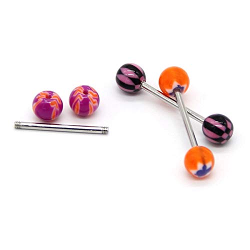 CrazyPiercing 110Pcs Wholesale 14g Tongue Ring Barbells Stainless Steel Bar Tongue Rings Assorted Colors for Women Man - Image 4